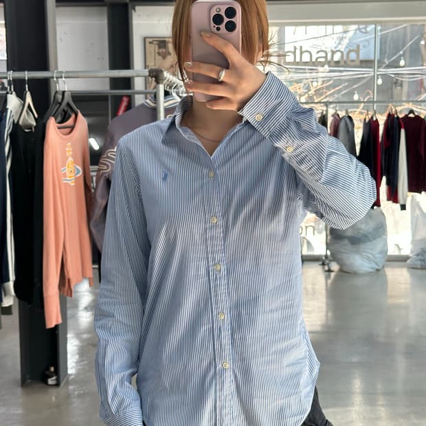 폴로랄프로렌 큐알텍 클래식핏 스트라이프 셔츠