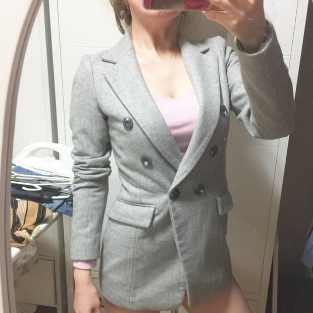 44~55 연그레이 더블 모직 자켓