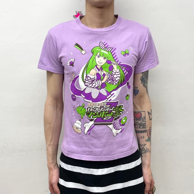 Angel Blue Green Hair Girl Purple T