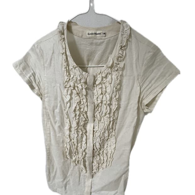 빈티지 반팔 프릴 블라우스