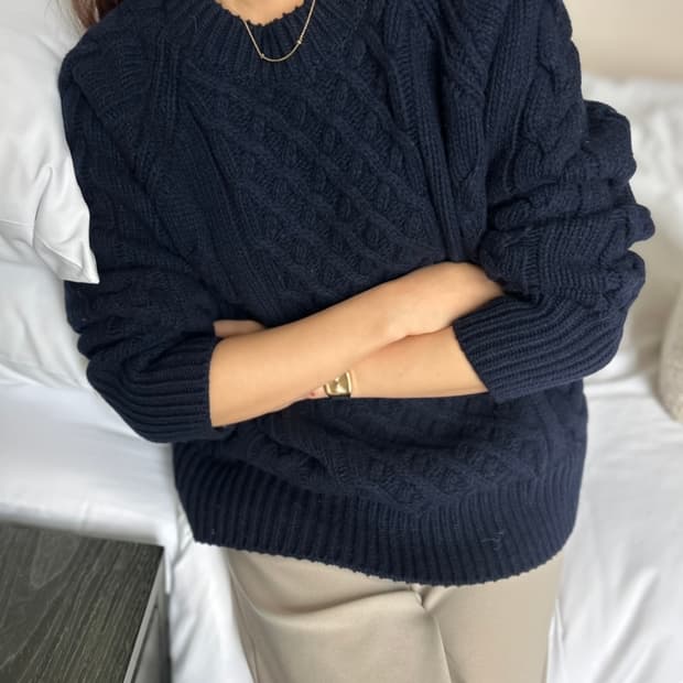 5KP 바운드 피셔 니트 네이비 새제품