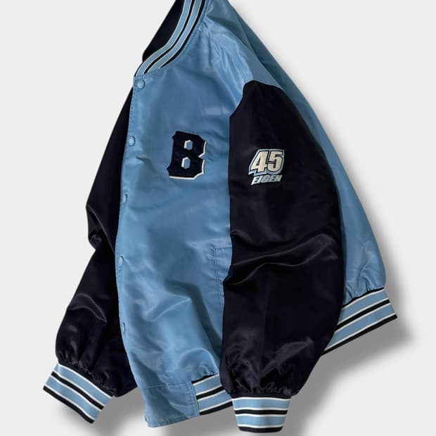 VTG 90's 스카이블루 배색 바시티 자켓 m