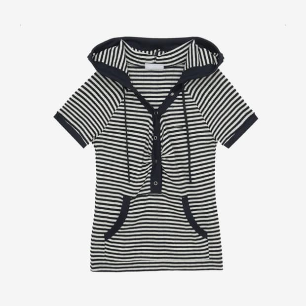 허그유어스킨 스트라이프 후드티 블랙