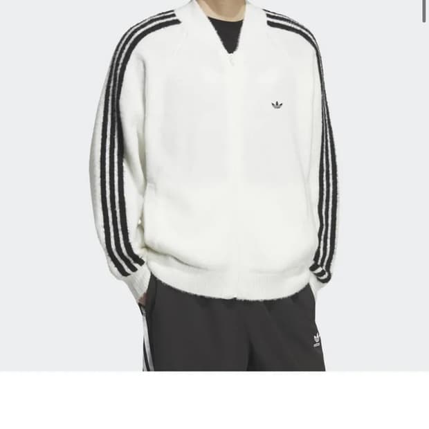 아디다스 니트 집업 화이트 Xl