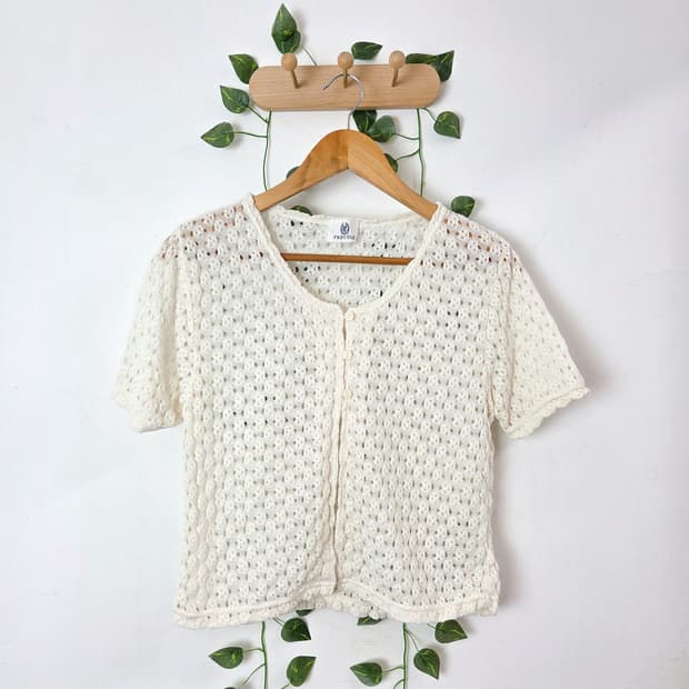 크로쉐 반팔 가디건