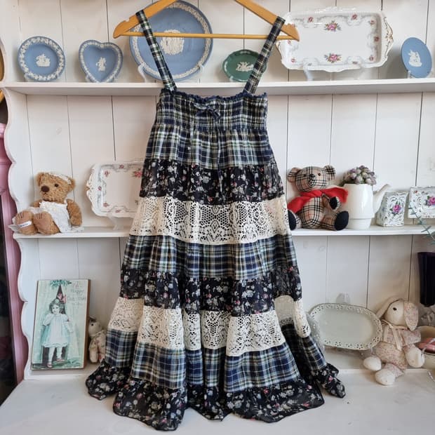 패치워크 레이스 원피스