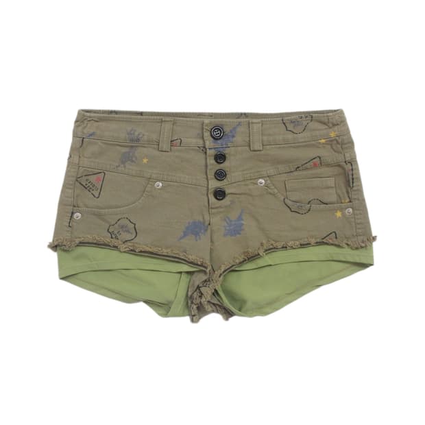 Summer Y2K shorts (khaki dinosaur)