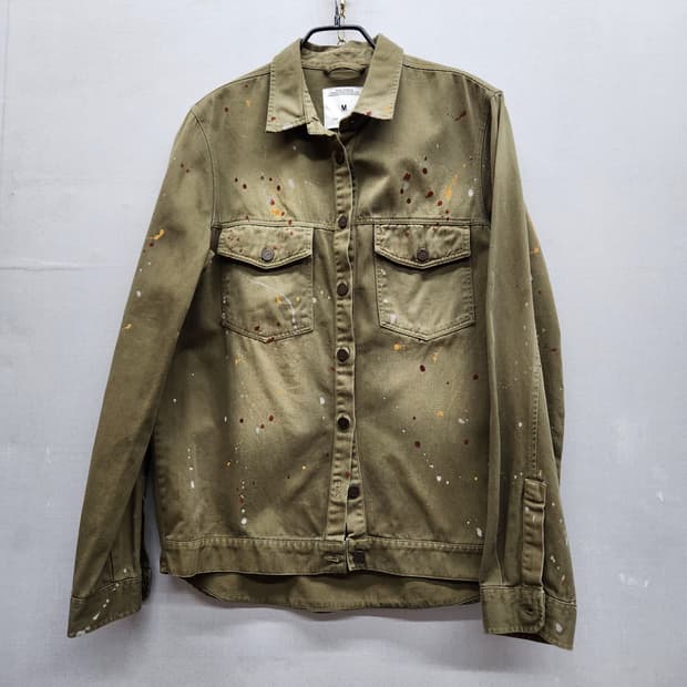 자라 ZARA 페인트 디테일 카키 데님 자켓 M(M)