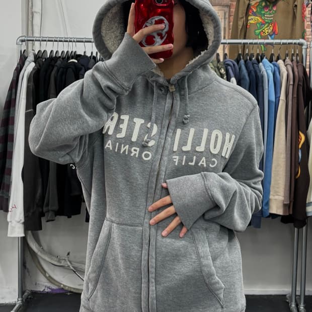 홀리스터 그레이 후드집업