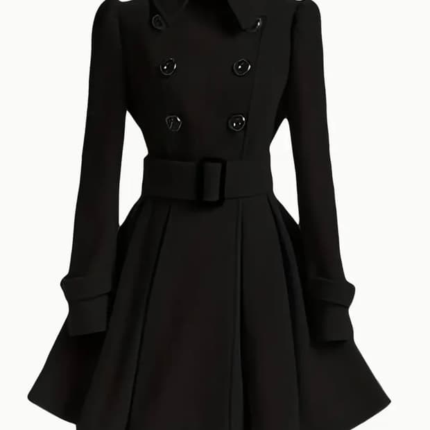 블랙 벨티드 플레어 코트 새상품