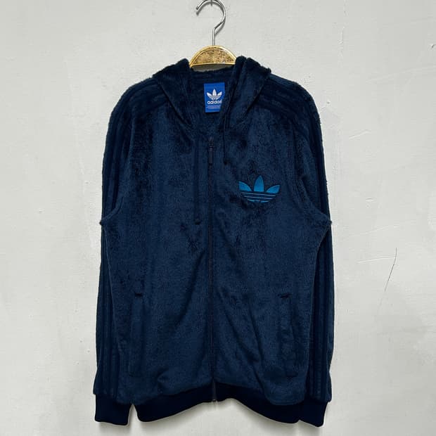 아디다스 네이비 후드 털 집업
