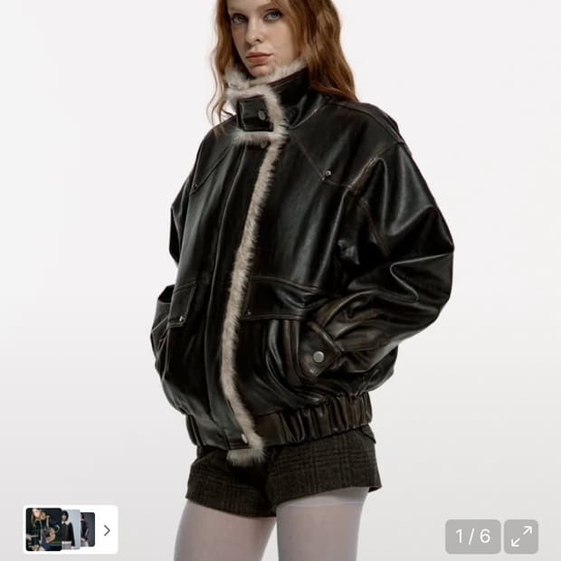 러프넥 워싱 레더 무스탕