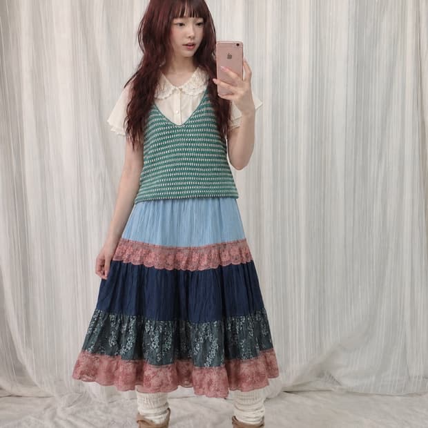 패치 스커트 코디 set