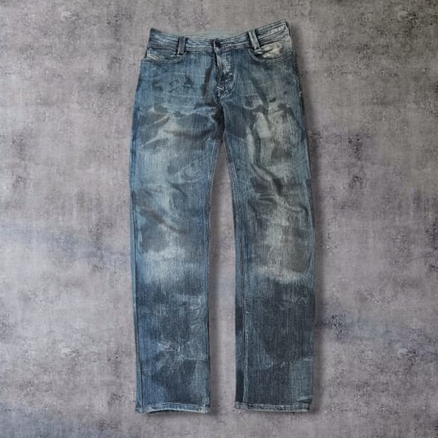 디젤 슬래머 61e 더티 워싱진 데님 청바지 블루