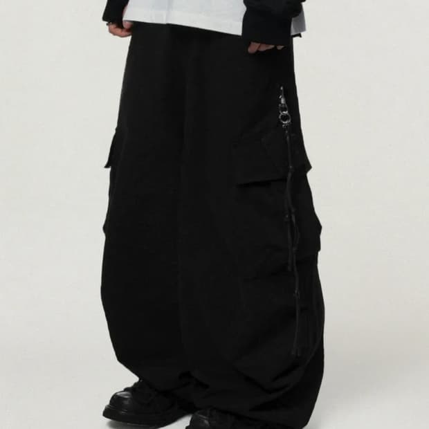 Andy Twill Balloon Cargo Pants Black 카고