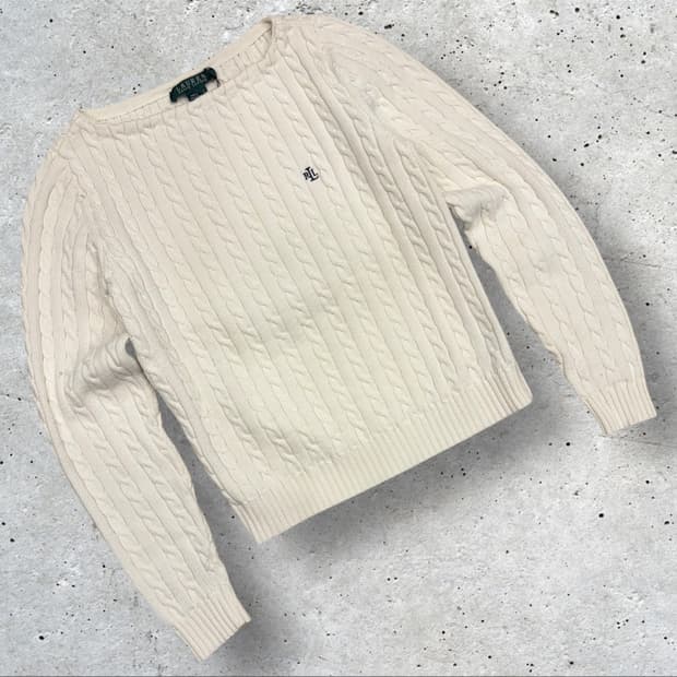 [S] 폴로 로렌 랄프로렌 케이블 니트 아이보리 C535