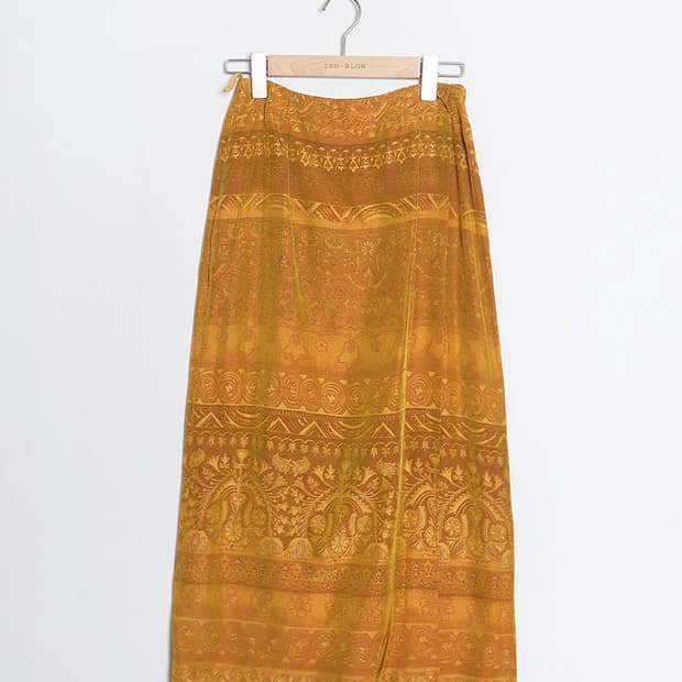 alain manoukian Satin Pattern Wrap Skirt