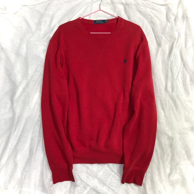 폴로 컬러풀 레드 맨투맨