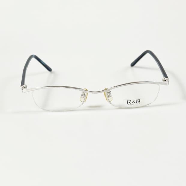 R&B EYEWEAR 실버 반무테 스퀘어 메탈 빈티지 안경