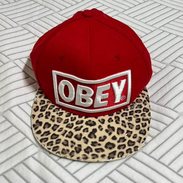 오베이 호피 스냅백 빈티지 표범 모자 힙합 스트릿 아메카지 OBEY