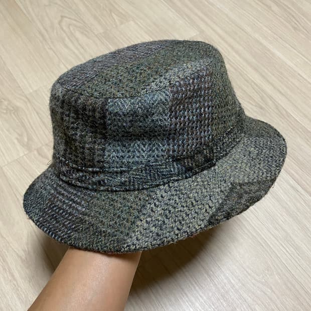 해리스 트위드 울 버킷햇 모자 L