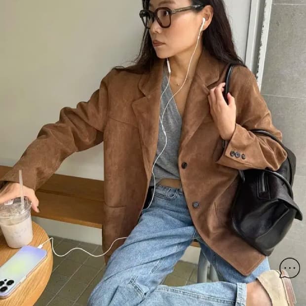 oveof 오브오브 스웨이드 자켓