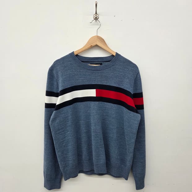 타미힐피거 블루 스트라이프 니트 남성 L