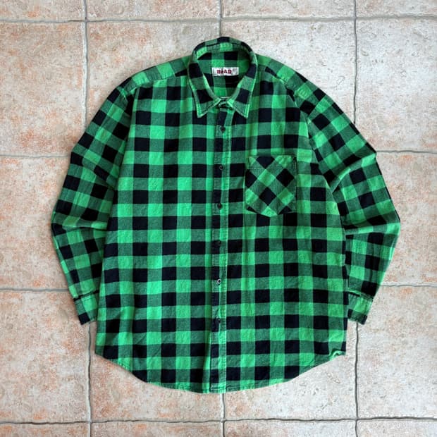 [L] Flannel green pattern shirt