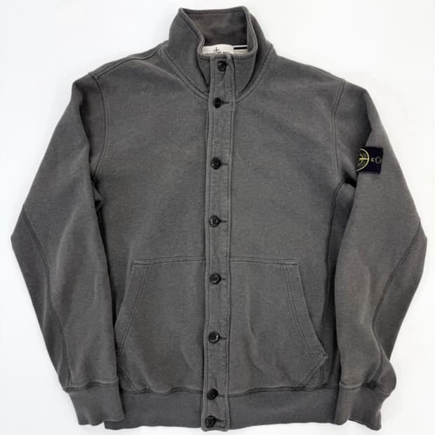 스톤아일랜드 가먼트다잉 버튼업 하이넥 스웻 자켓