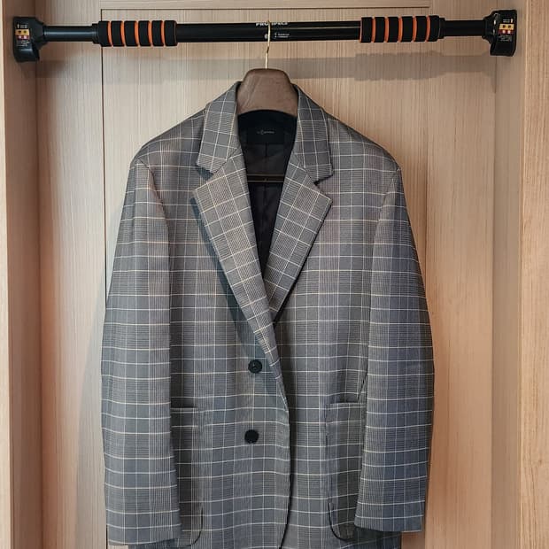 (새상품)일꼬르소 그레이 체크 오버핏 자켓 L~슬림XL