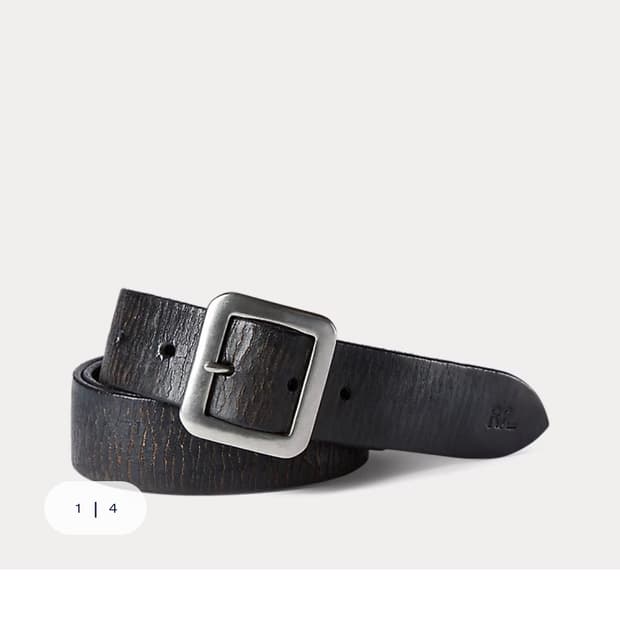RRL 핸드 버니시 레더 벨트 34