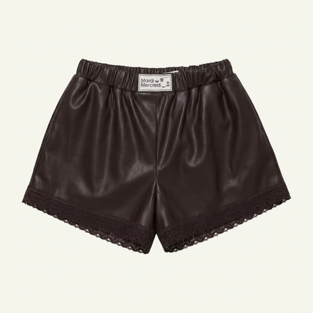 마르디메크르디 레더 레이스 쇼츠 상품이미지1