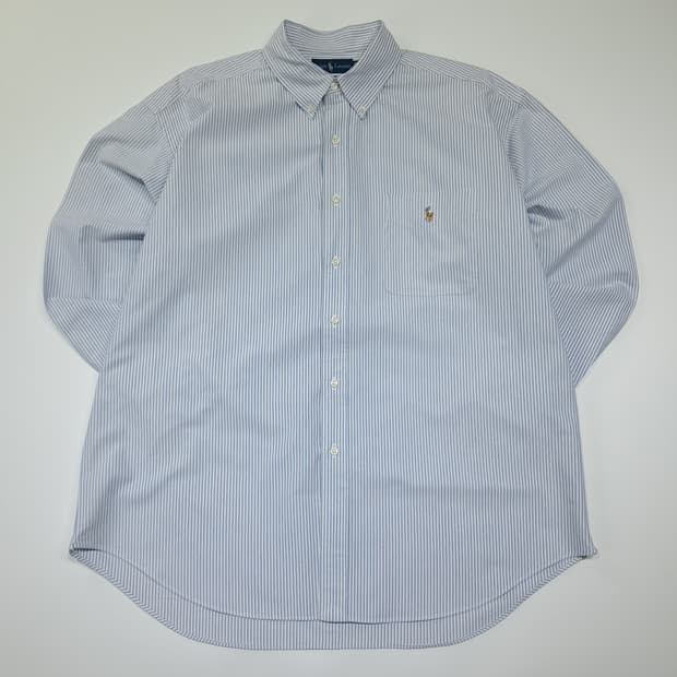 CK018 XL 폴로 90s 빅셔츠 클래식블루 스트라이프 셔츠 남방
