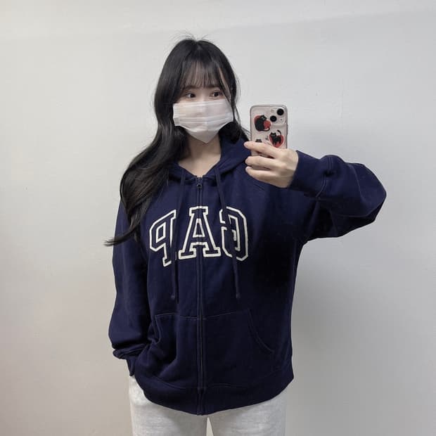 갭 GAP 스펠 로고 후드집업 네이비