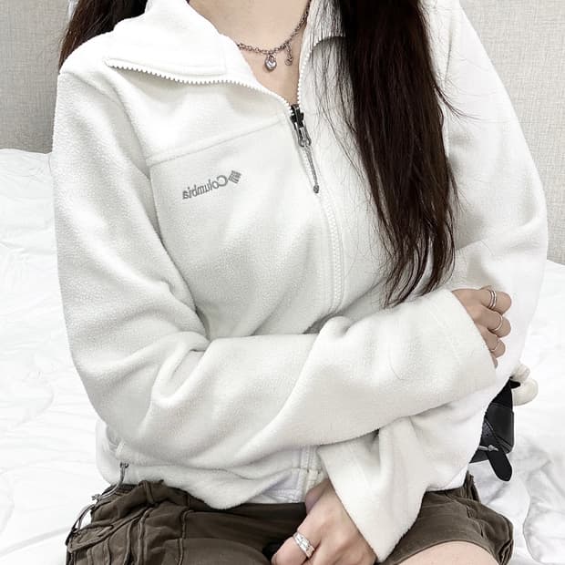 콜롬비아 화이트 플리스집업