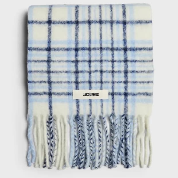 자크뮈스 레샤페까로 르 슈슈 자카드 체크 머플러 라이트 블루 / 정품