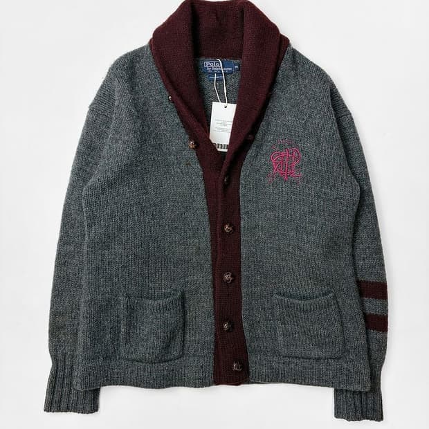 폴로 랄프로렌 80s PRLC 숄카라 헤비 울 니트 가디건 PN4975