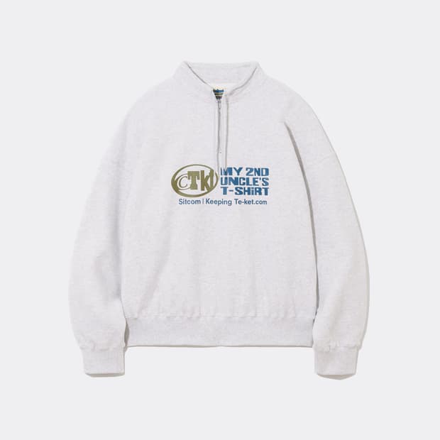 테켓 하프 집업 맨투맨 멜란지 그레이