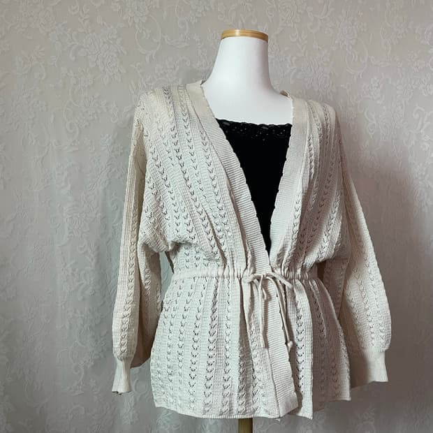 아이보리 니트 가디건 페미닌 레이스