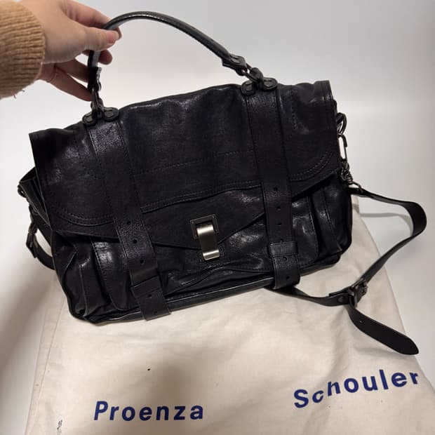 프로엔자슐러 블랙 레더 토트백
