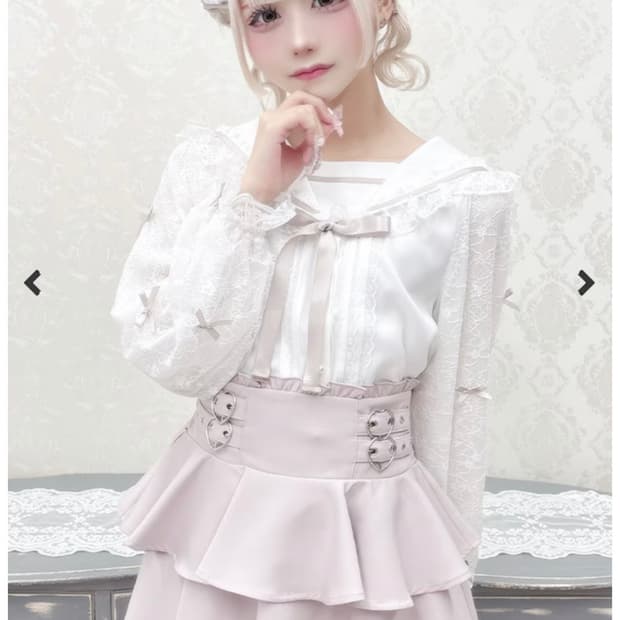 마즈 세일러 리본 블라우스 하트 버클 서스펜더 스커트 양지뢰 양산형