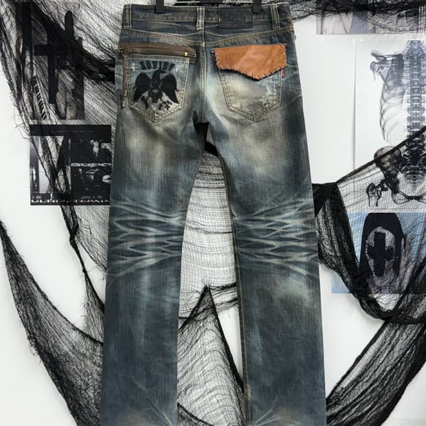 00s embriodery washing jeans