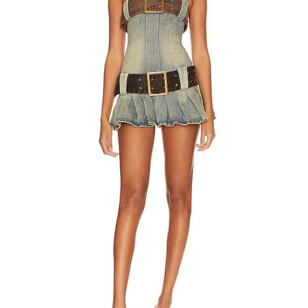 Jaded London 첼시 데님 킬트 미니드레스