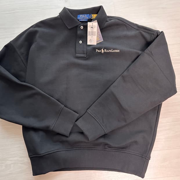 폴로 카라 스웻셔츠 맨투맨 블랙 L