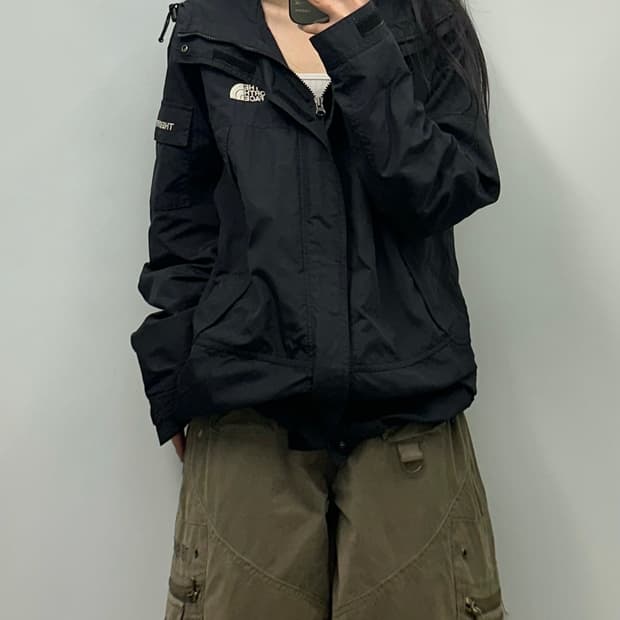 노스페이스 블랙 포켓 윈드 바람막이 자켓