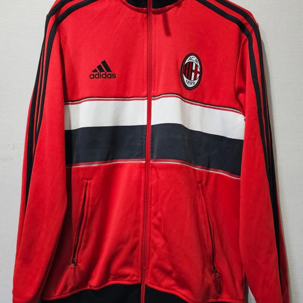 아디다스 AC밀란 빨검 레드 트랙탑 져지집업 100/L