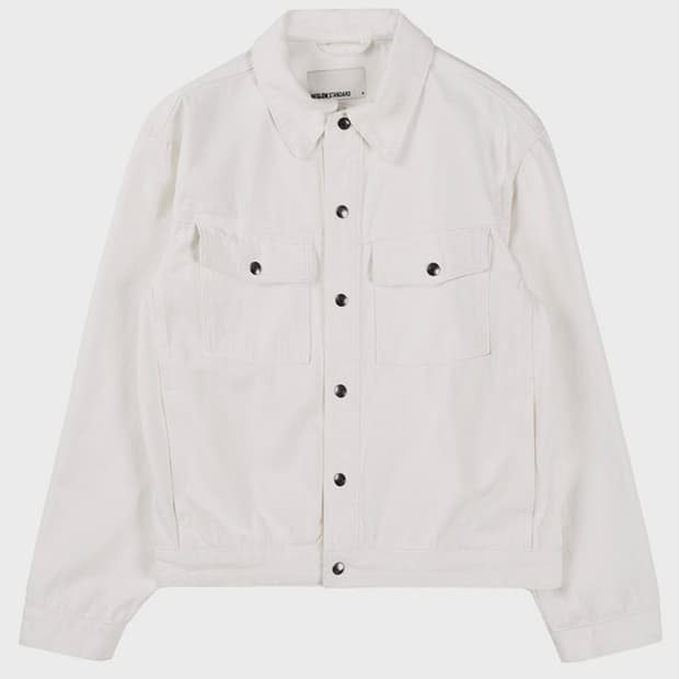 착샷 o) 비슬로우 스탠다드 트러커 자켓 화이트 L