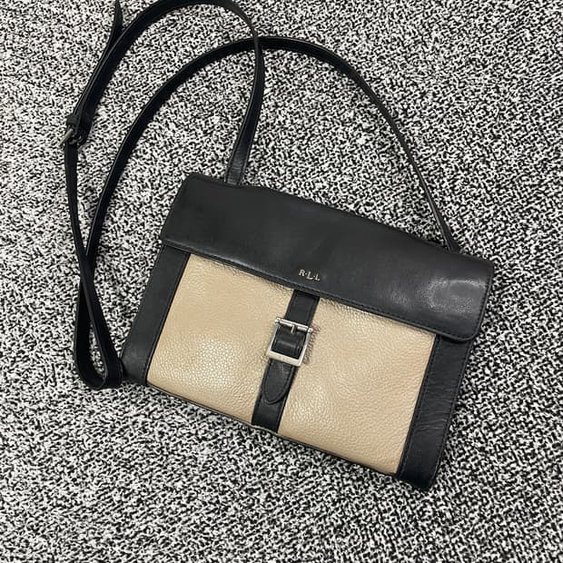 빈티지9. 로렌랄프로렌 투톤 배색 울트라 슬림 레더 가방 크로스 백 미니