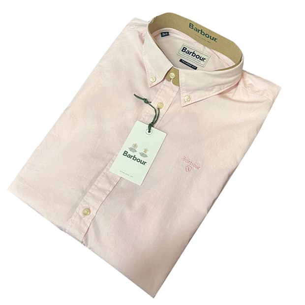 Barbour 바버 포플린 크레스트 핑크 반팔 셔츠 M