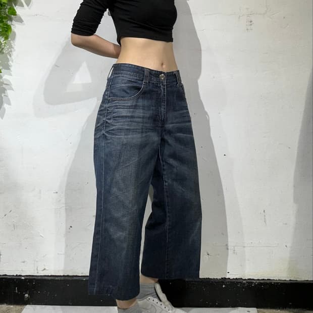 후부 진청 힙합 와이드 데님 팬츠 청바지 